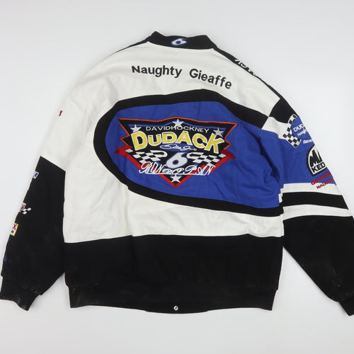 Dudack Men's Blue Varsity Racing Jacket Size M Embroidered Motorsport Style