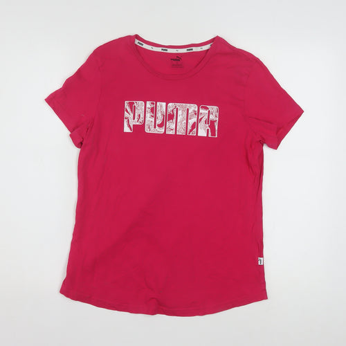 Puma Womens Pink Basic Crew Neck Short Sleeve T-Shirt Size L