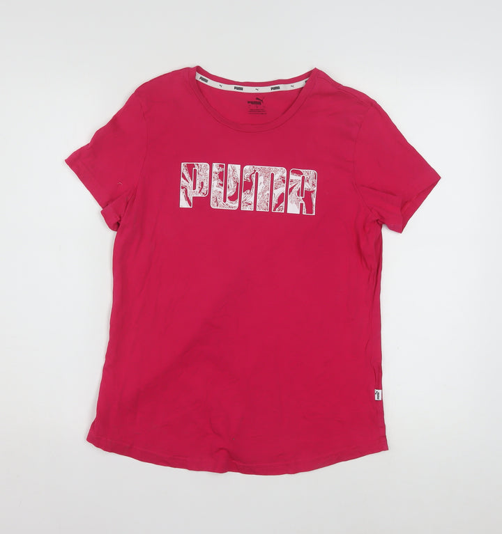 Puma Womens Pink Basic Crew Neck Short Sleeve T-Shirt Size L