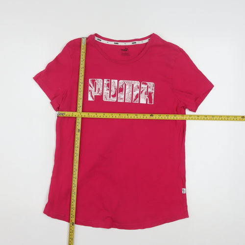 Puma Womens Pink Basic Crew Neck Short Sleeve T-Shirt Size L