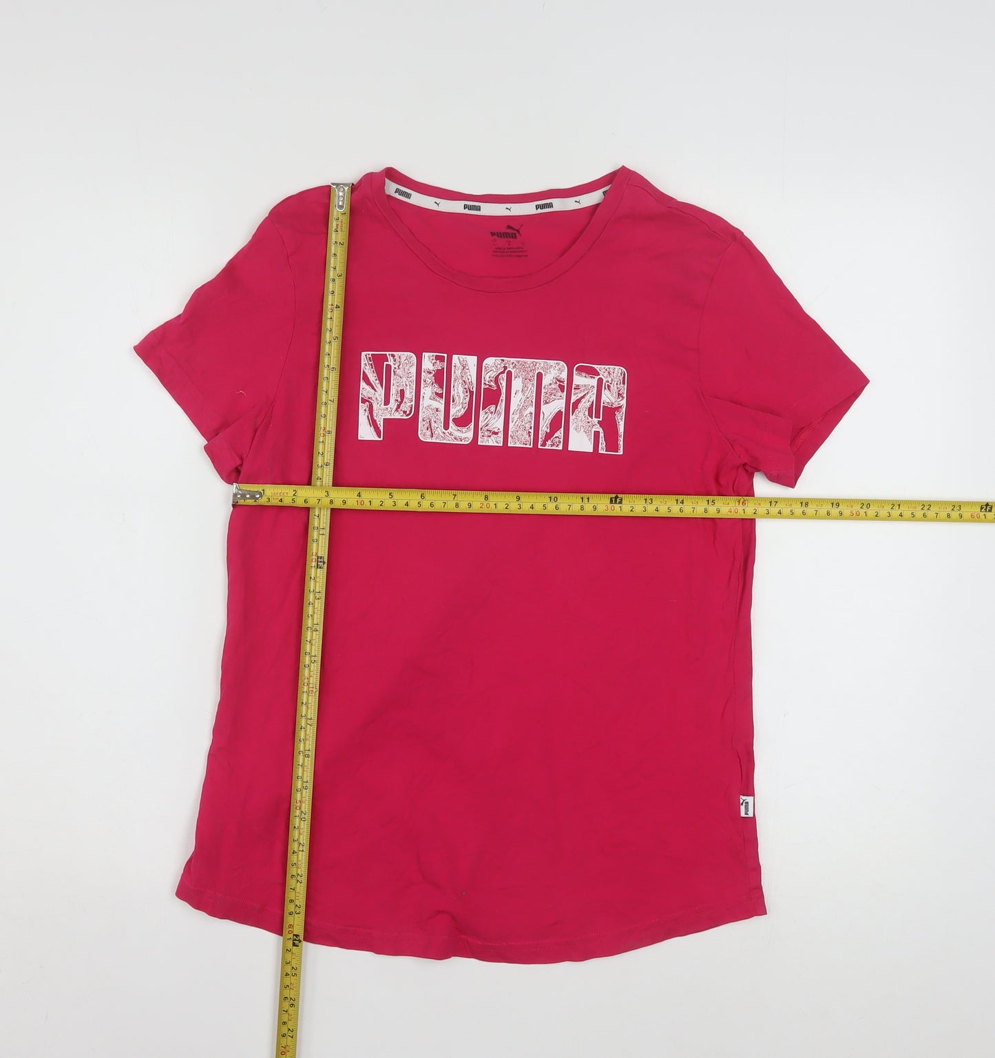Puma Womens Pink Basic Crew Neck Short Sleeve T-Shirt Size L