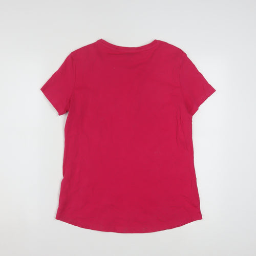 Puma Womens Pink Basic Crew Neck Short Sleeve T-Shirt Size L