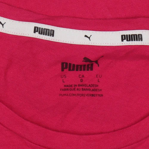 Puma Womens Pink Basic Crew Neck Short Sleeve T-Shirt Size L