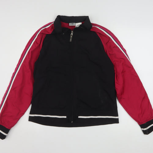 Athletic Works Women’s Black Red Bomber Jacket Size 10 Zip Sports Style