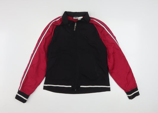 Athletic Works Women’s Black Red Bomber Jacket Size 10 Zip Sports Style