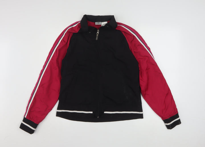 Athletic Works Women’s Black Red Bomber Jacket Size 10 Zip Sports Style