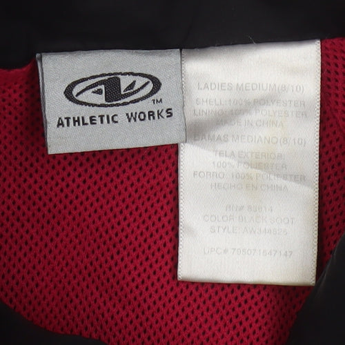 Athletic Works Women’s Black Red Bomber Jacket Size 10 Zip Sports Style