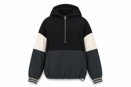 Front view of Avia Women's Multicoloured Hooded 1/2 Zip Lightweight Jacket, size S