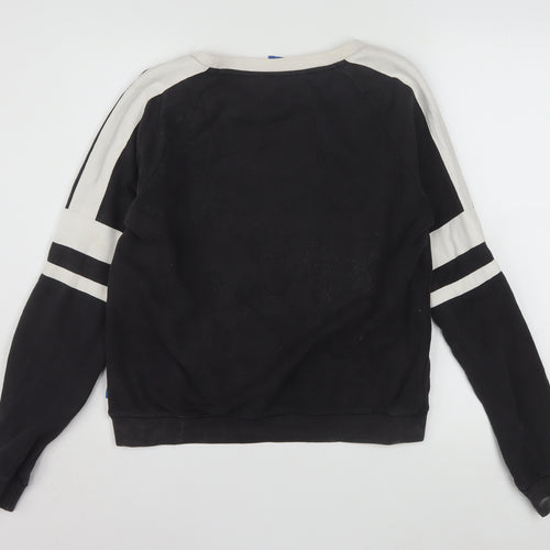 Adidas Women Black Beige Logo Crew Neck Long Sleeve Sweatshirt Size 10