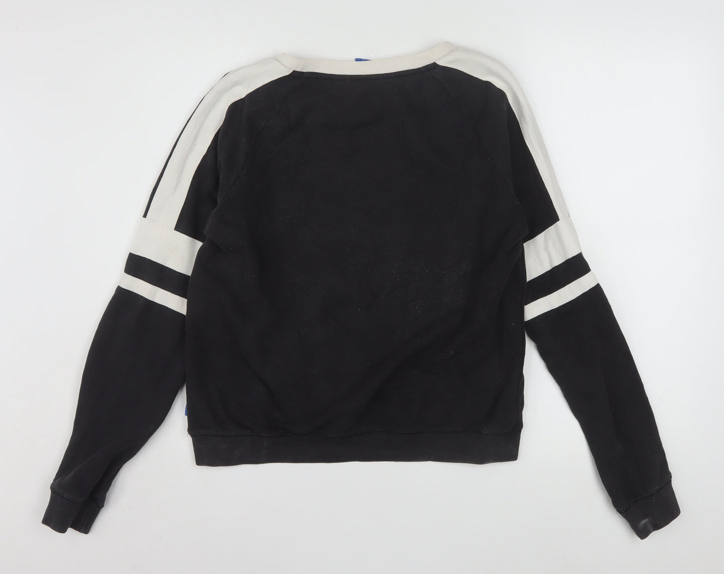 Adidas Women Black Beige Logo Crew Neck Long Sleeve Sweatshirt Size 10