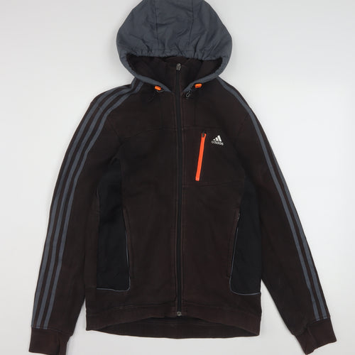 Adidas Men's Brown Full Zip Fleece Hoodie S Sportswear