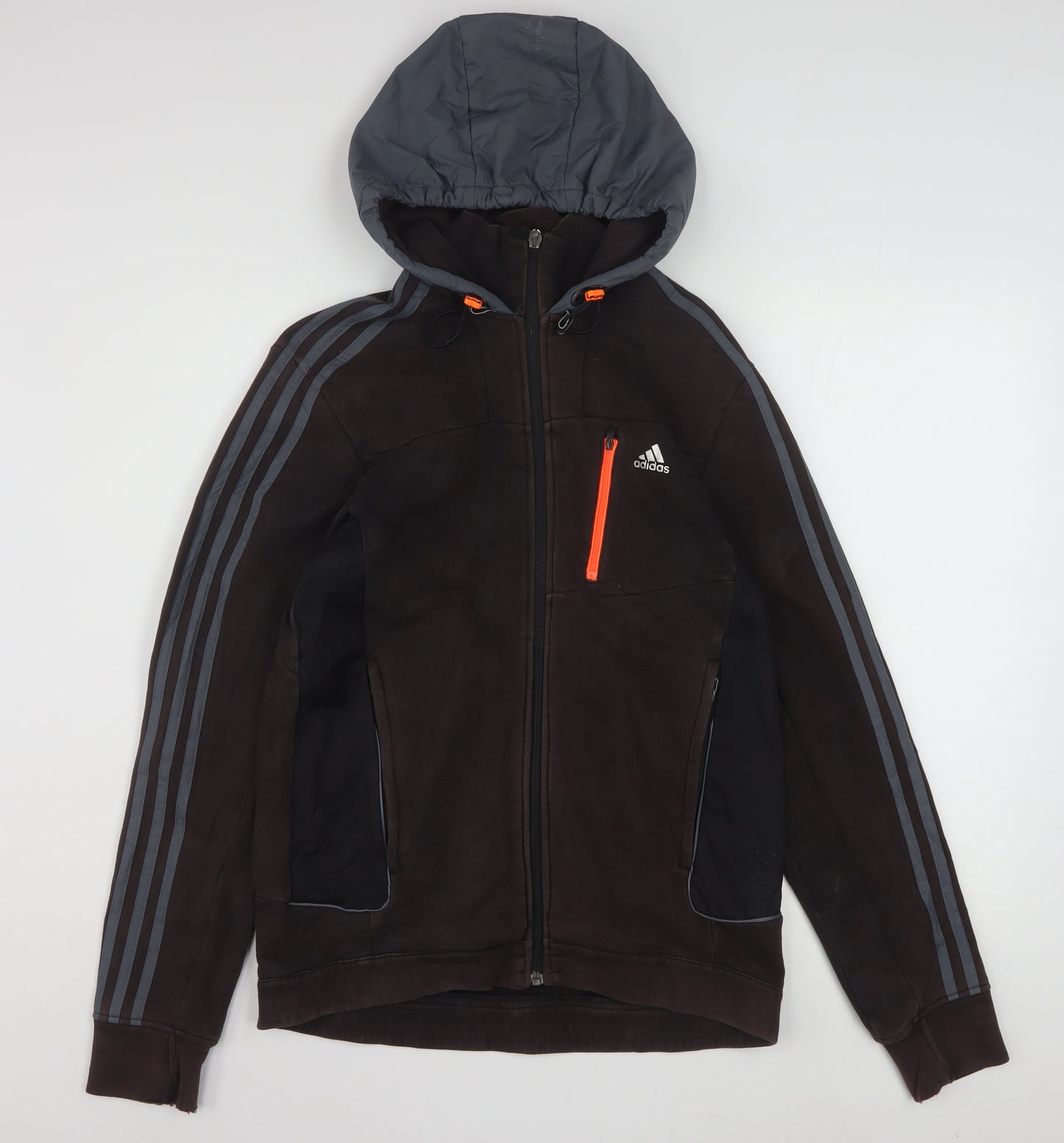 Adidas Men's Brown Full Zip Fleece Hoodie S Sportswear