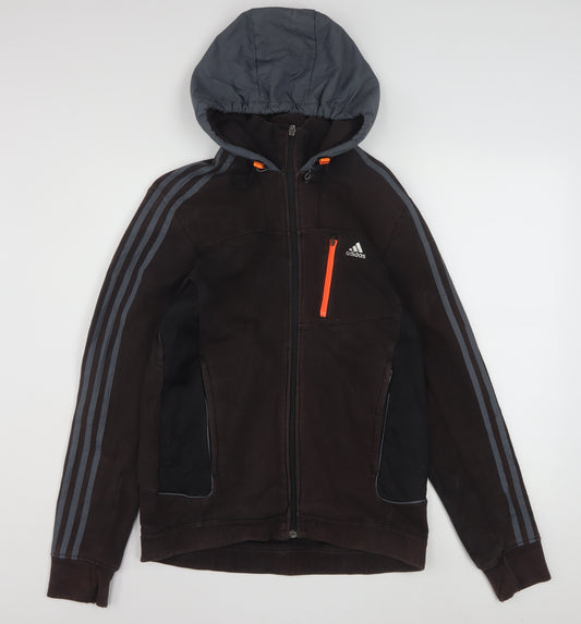 Adidas Men's Brown Full Zip Fleece Hoodie S Sportswear