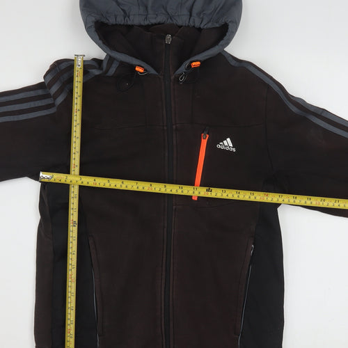 Adidas Men's Brown Full Zip Fleece Hoodie S Sportswear