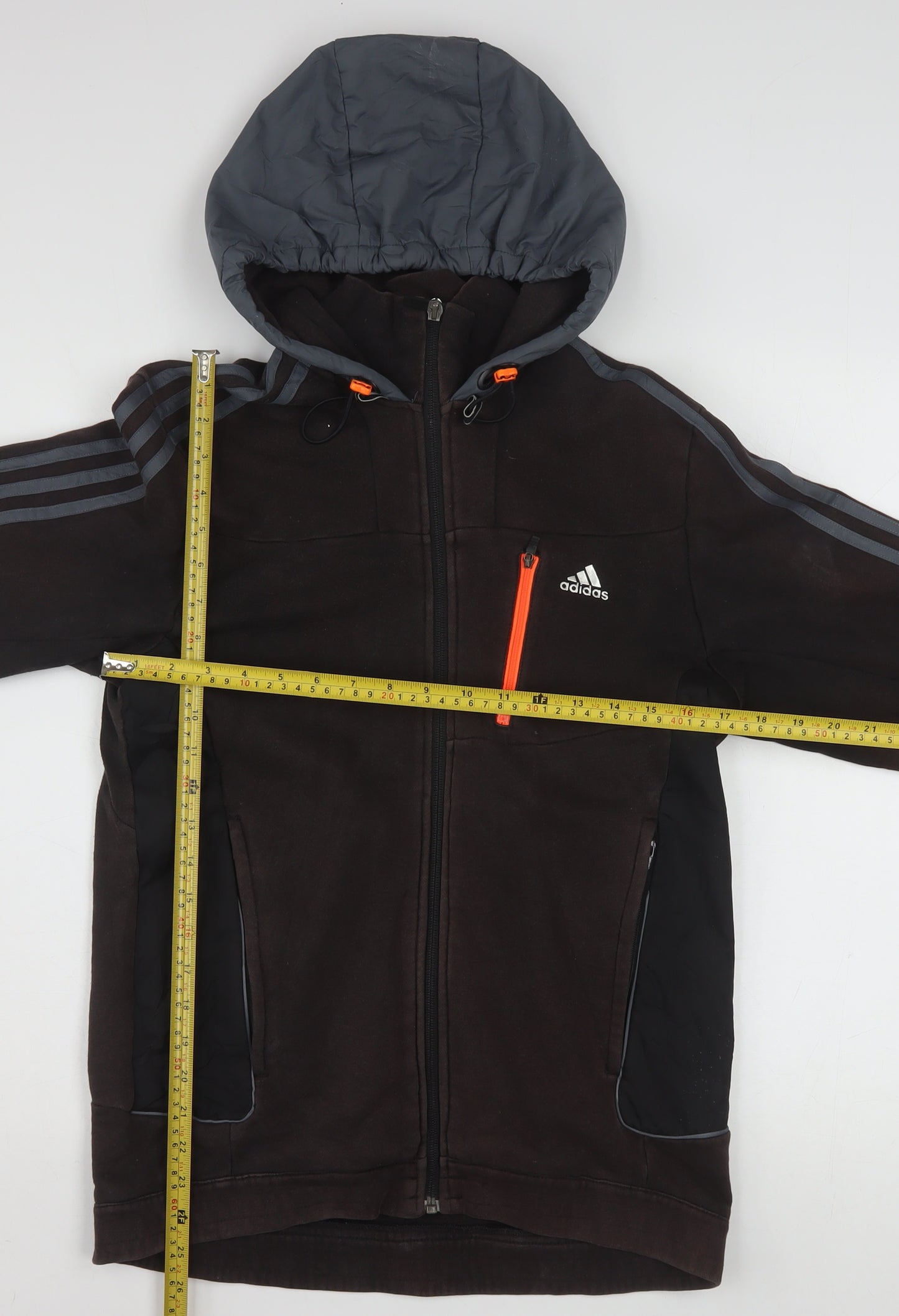 Adidas Men's Brown Full Zip Fleece Hoodie S Sportswear