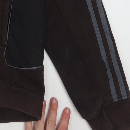 Adidas Men's Brown Full Zip Fleece Hoodie S Sportswear
