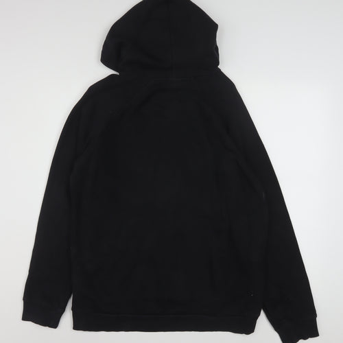 Adidas Mens Black Pullover Hoodie Logo Fleece Sweatshirt Size M