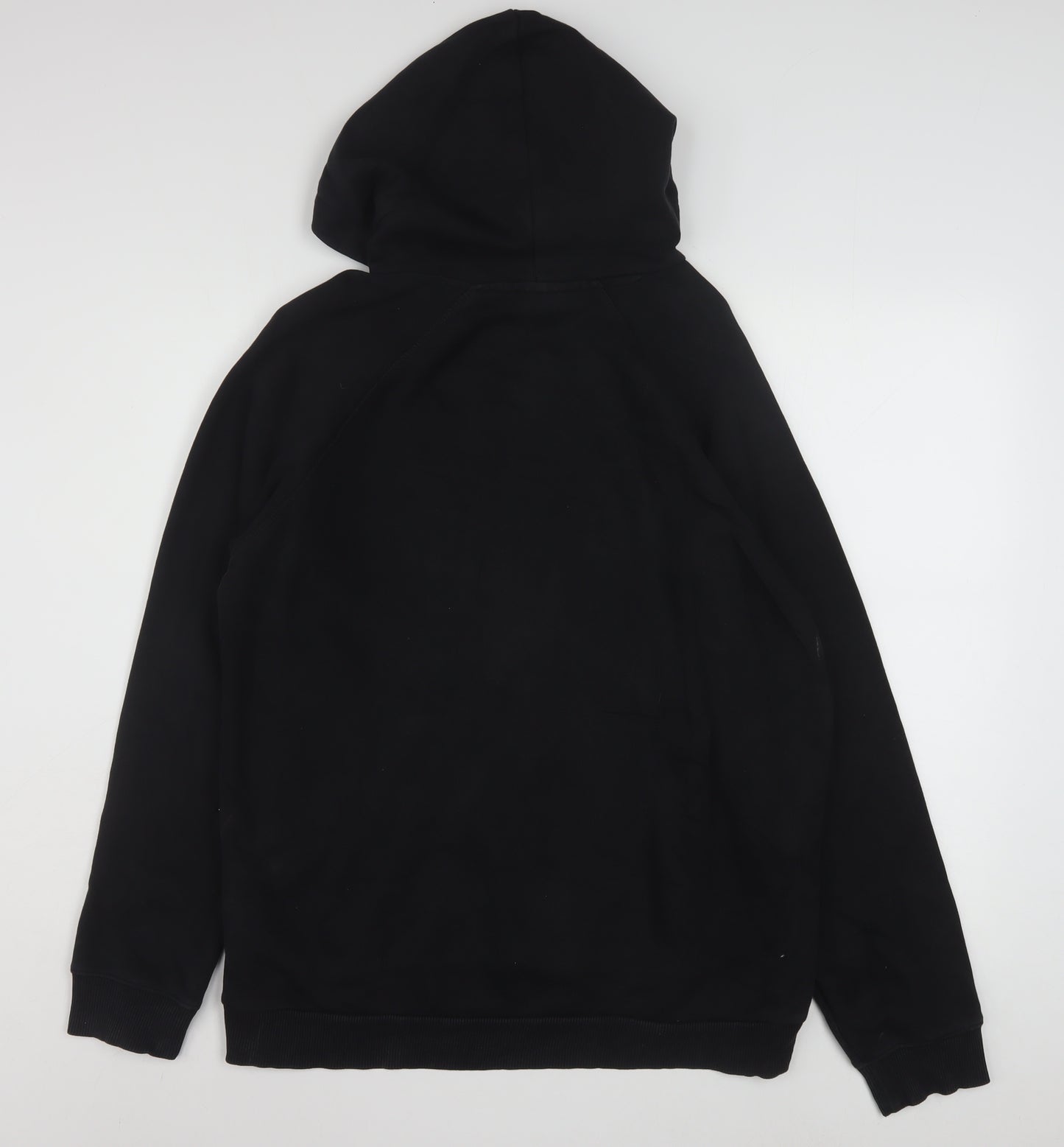 Adidas Mens Black Pullover Hoodie Logo Fleece Sweatshirt Size M