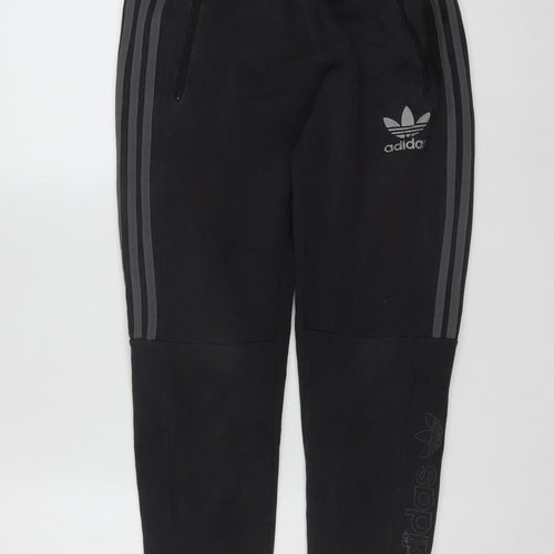 Adidas Men’s Black Jogger Trousers Size S Tapered Fit with Zip Pockets