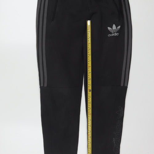 Adidas Men’s Black Jogger Trousers Size S Tapered Fit with Zip Pockets