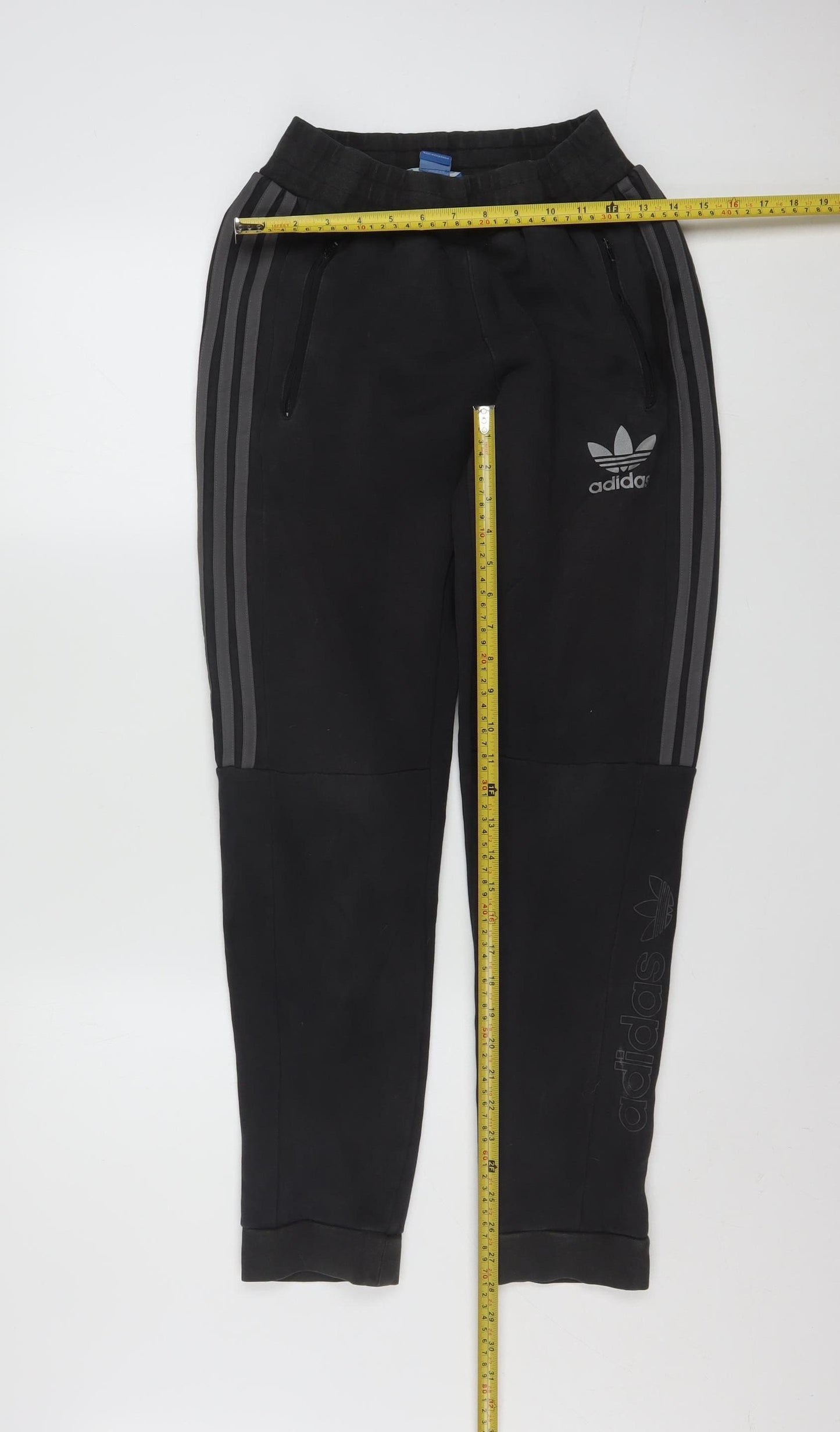 Adidas Men’s Black Jogger Trousers Size S Tapered Fit with Zip Pockets