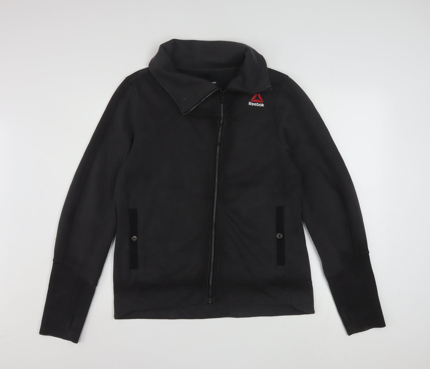 Reebok Womens Black CrossFit Track Jacket Size M Full Zip Activewear