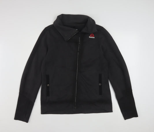 Reebok Womens Black CrossFit Track Jacket Size M Full Zip Activewear