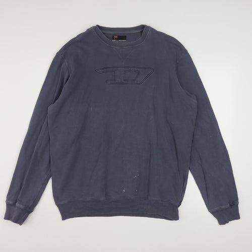 Diesel Men's Blue XL Pullover Sweatshirt Crew Neck Logo Cotton