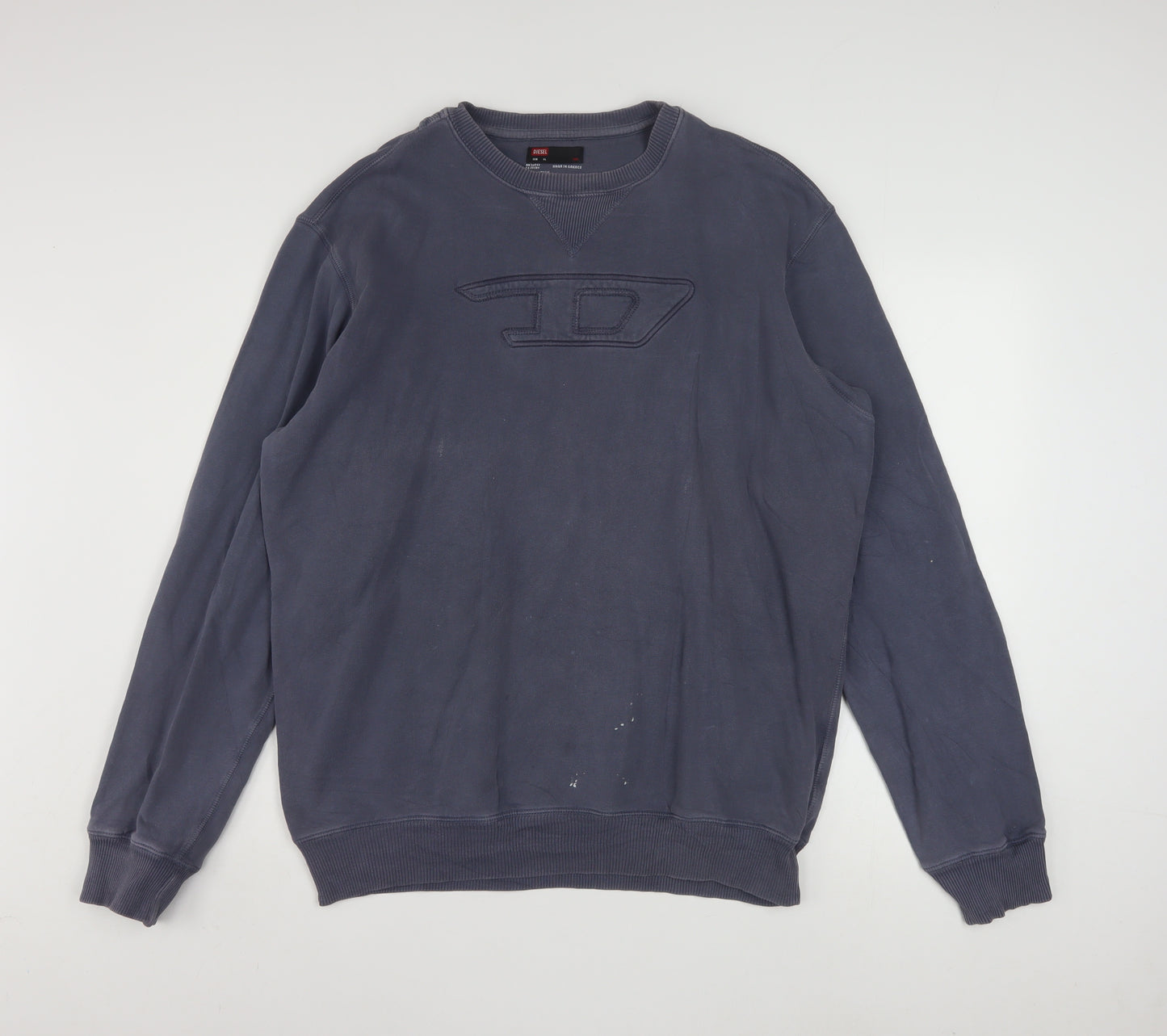 Diesel Men's Blue XL Pullover Sweatshirt Crew Neck Logo Cotton