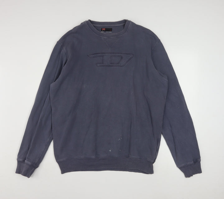 Diesel Men's Blue XL Pullover Sweatshirt Crew Neck Logo Cotton