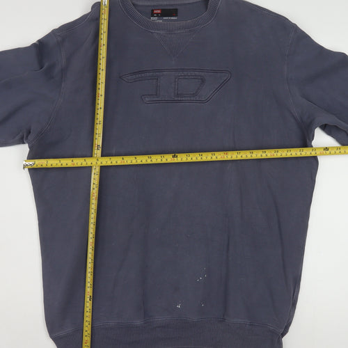 Diesel Men's Blue XL Pullover Sweatshirt Crew Neck Logo Cotton
