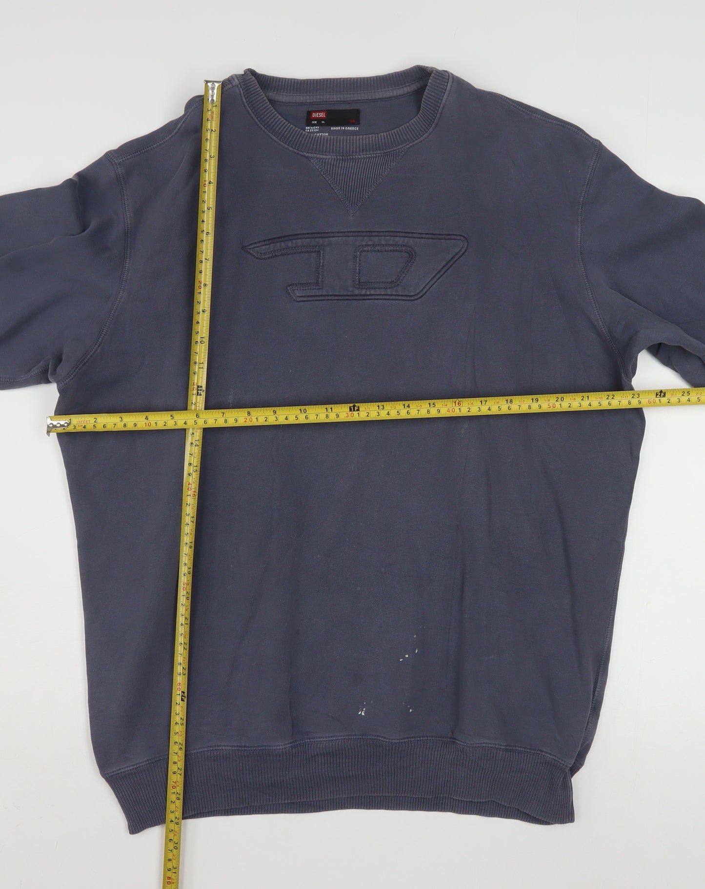 Diesel Men's Blue XL Pullover Sweatshirt Crew Neck Logo Cotton