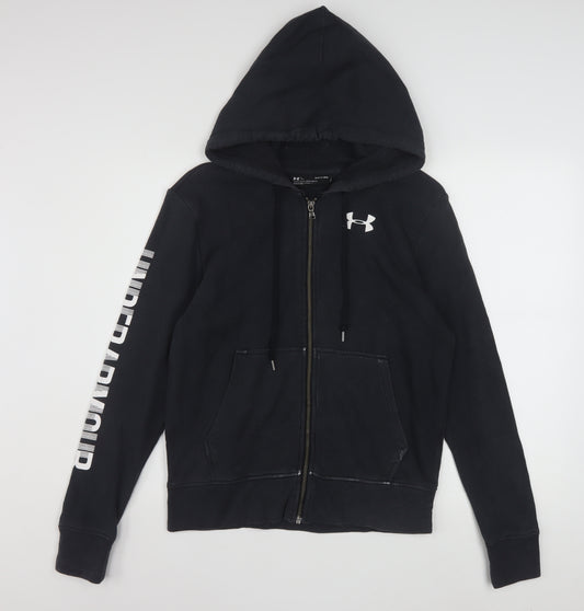 Under Armour Mens Black Full Zip Hoodie Size S Loose Fit Sportswear