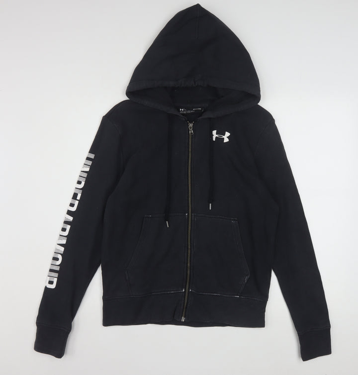 Under Armour Mens Black Full Zip Hoodie Size S Loose Fit Sportswear