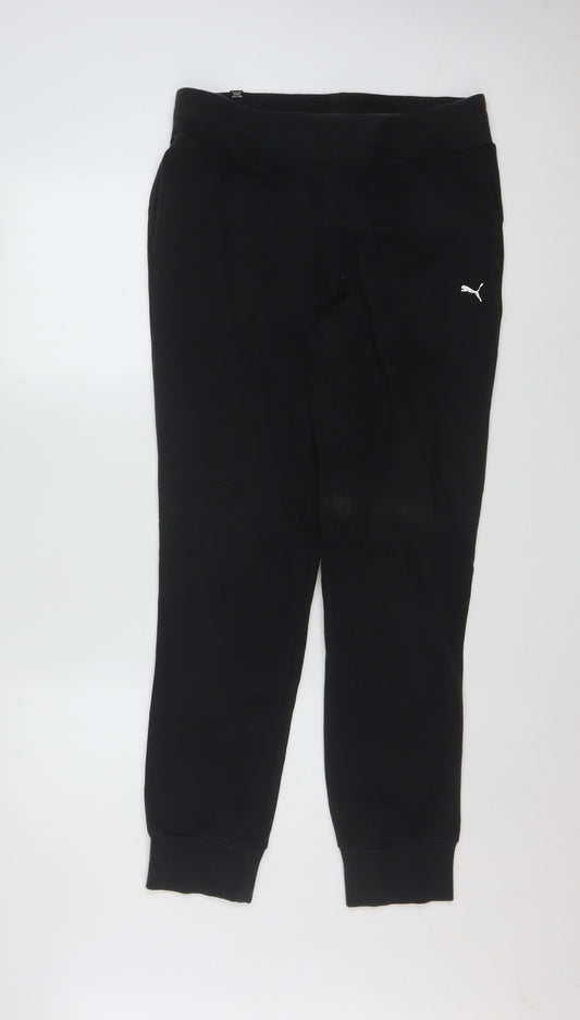 Puma Womens Black Jogger Sweatpants Size 12 Elastic Waist