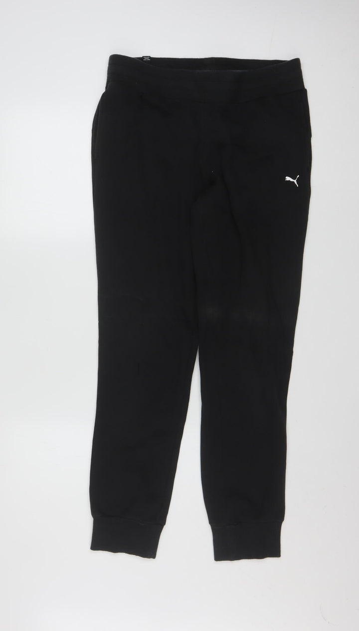 Puma Womens Black Jogger Sweatpants Size 12 Elastic Waist