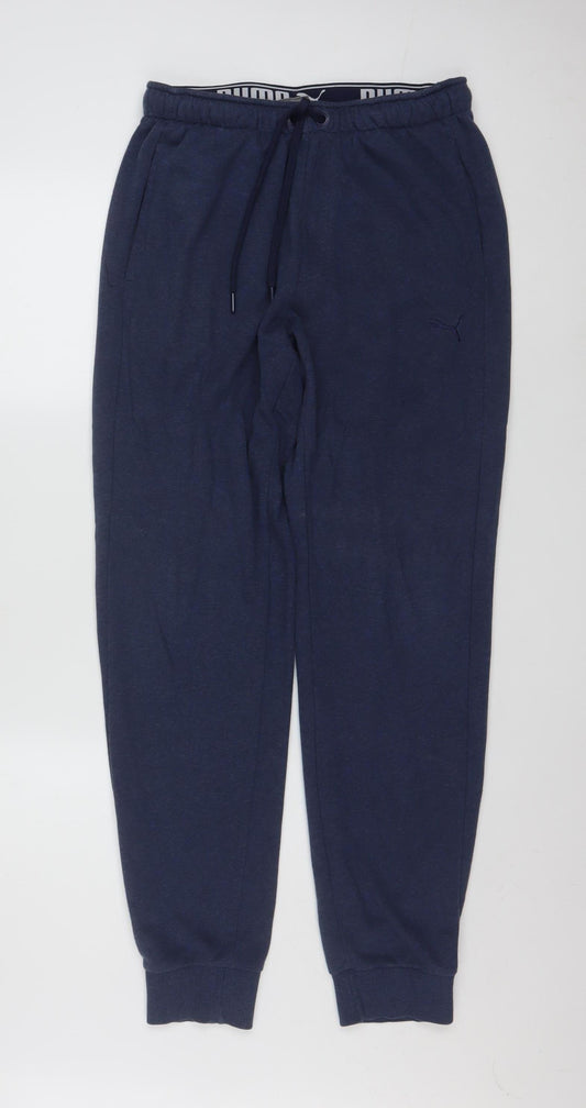 Puma Men's Blue Jogger Sweatpants M Cotton Blend Activewear