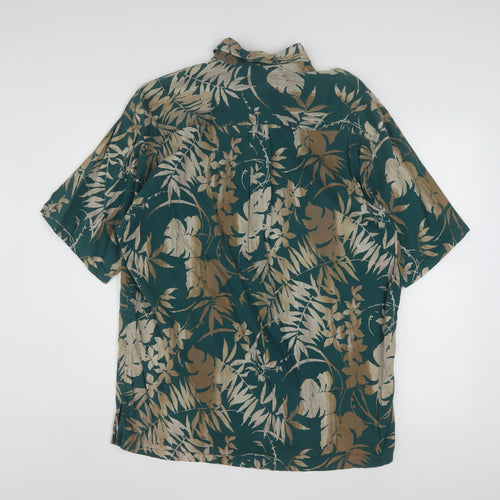 ONO & Company Men's Green Floral Hawaiian Shirt L Short Sleeve Cotton Viscose