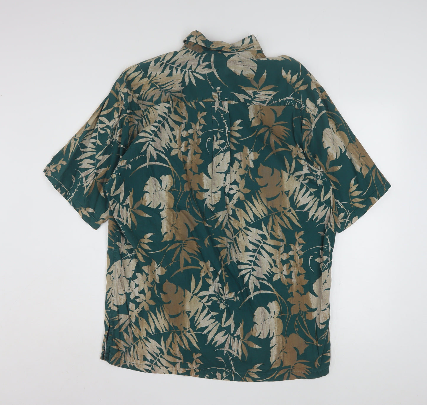 ONO & Company Men's Green Floral Hawaiian Shirt L Short Sleeve Cotton Viscose
