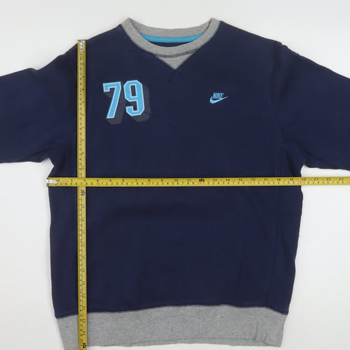 Nike Boys Navy Blue Sweatshirt XL 13-15 Years Crew Neck Cotton Blend