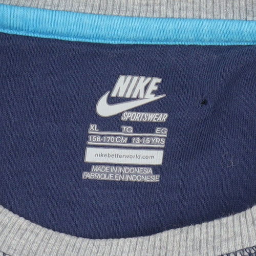Nike Boys Navy Blue Sweatshirt XL 13-15 Years Crew Neck Cotton Blend
