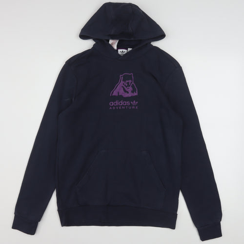 Adidas Boys Navy Adventure Pullover Hoodie XL 15-16 Years Cotton Blend