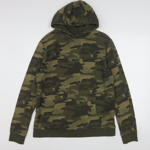Marks and Spencer Boys Green Camouflage Pullover Hoodie 15-16 Years