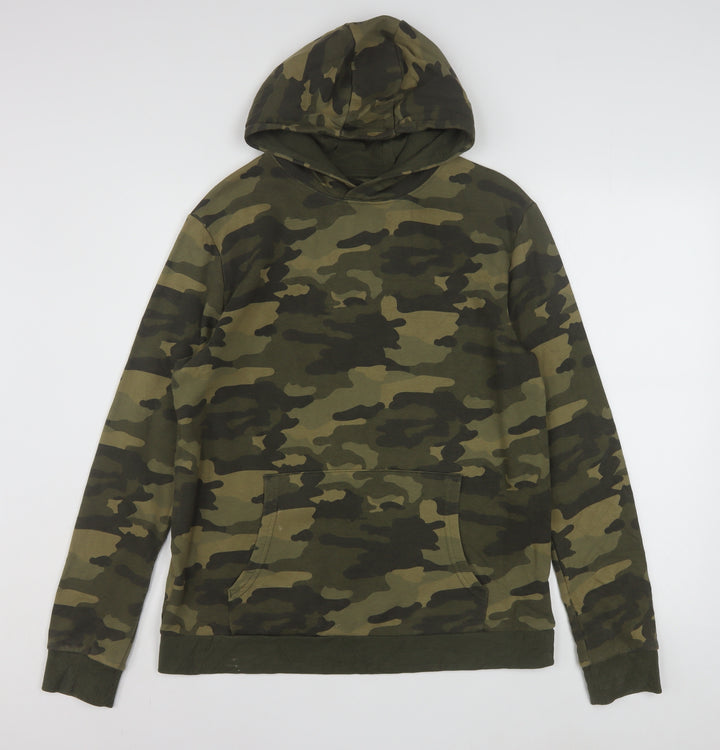 Marks and Spencer Boys Green Camouflage Pullover Hoodie 15-16 Years