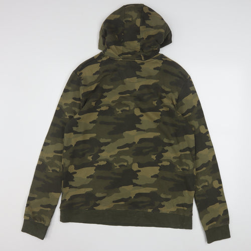 Marks and Spencer Boys Green Camouflage Pullover Hoodie 15-16 Years