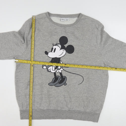 Disney Women Grey Minnie Mouse Sweatshirt Size L 14/16 Crew Neck