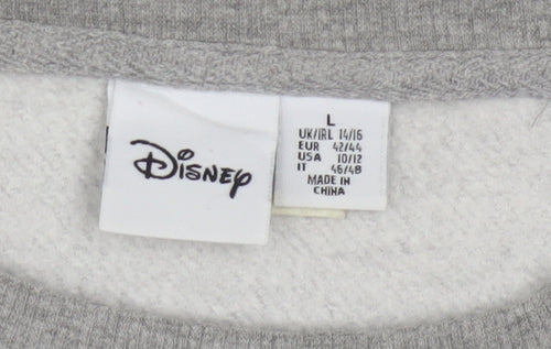 Disney Women Grey Minnie Mouse Sweatshirt Size L 14/16 Crew Neck