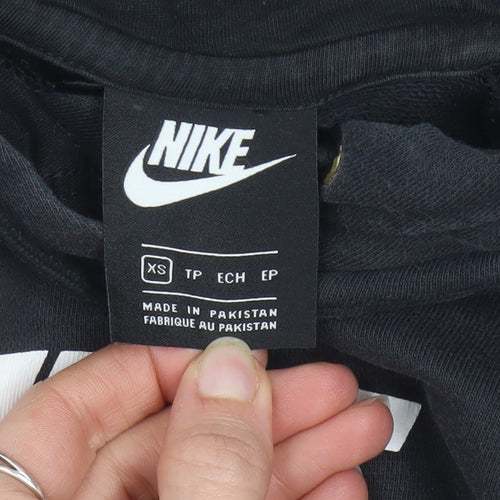 Nike Womens Black XS Pullover Hoodie Sweatshirt Cotton Blend