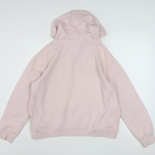 Disney Women Pink Hooded Pullover Hoodie UK 10/12 Small Minnie Mouse Print