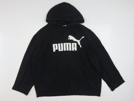 Puma Women Black XL Pullover Hoodie Cotton Blend Logo Sweatshirt
